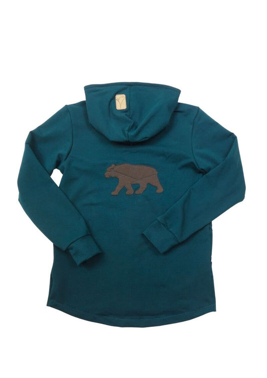 Bio Sweatjacke für Kinder "Strandhafer", dunkles petrol