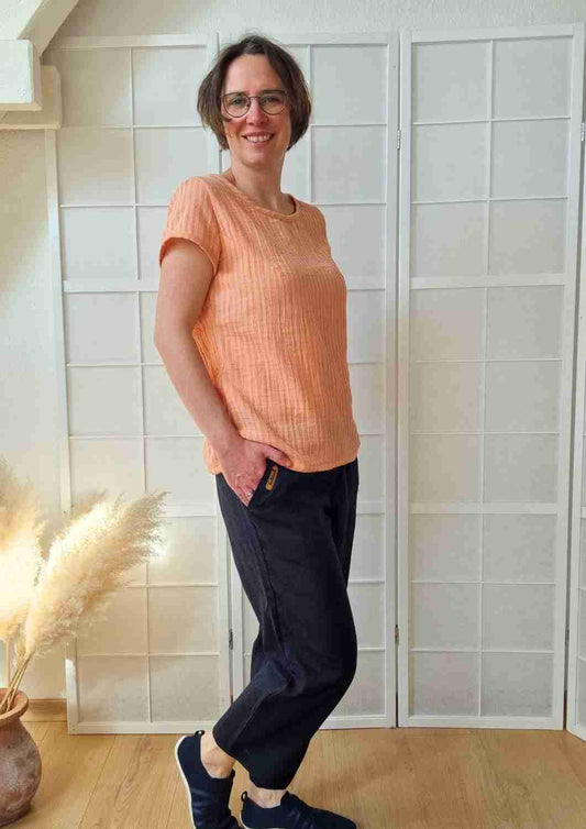 Bluse aus Musselin mit kurzen Ärmeln "Majoran", für Damen