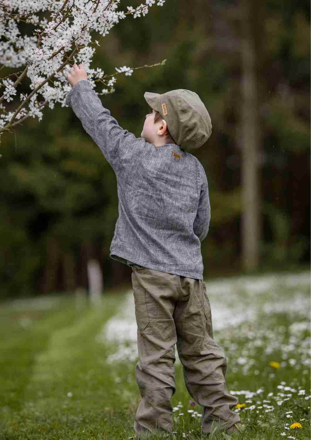 Leinenhose für Kinder, mit Taschen, "Birke"
