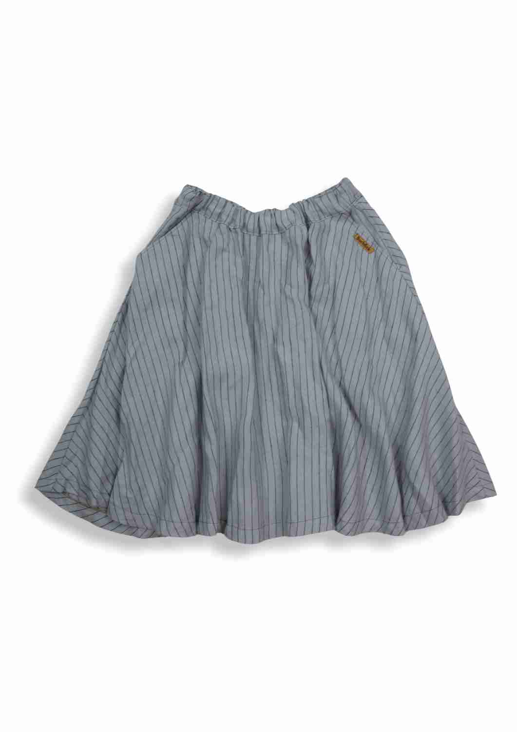 versandbereit: Leinen Rock für Damen "Chrysantheme", grau gestreift, S, XL