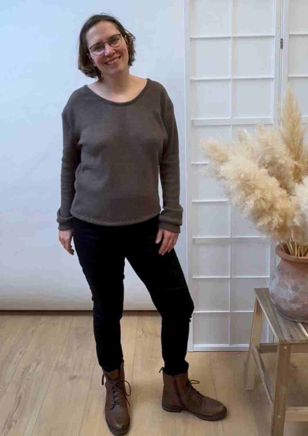 Merinopullover für Damen "Pusteblume", Rundhalsausschnitt