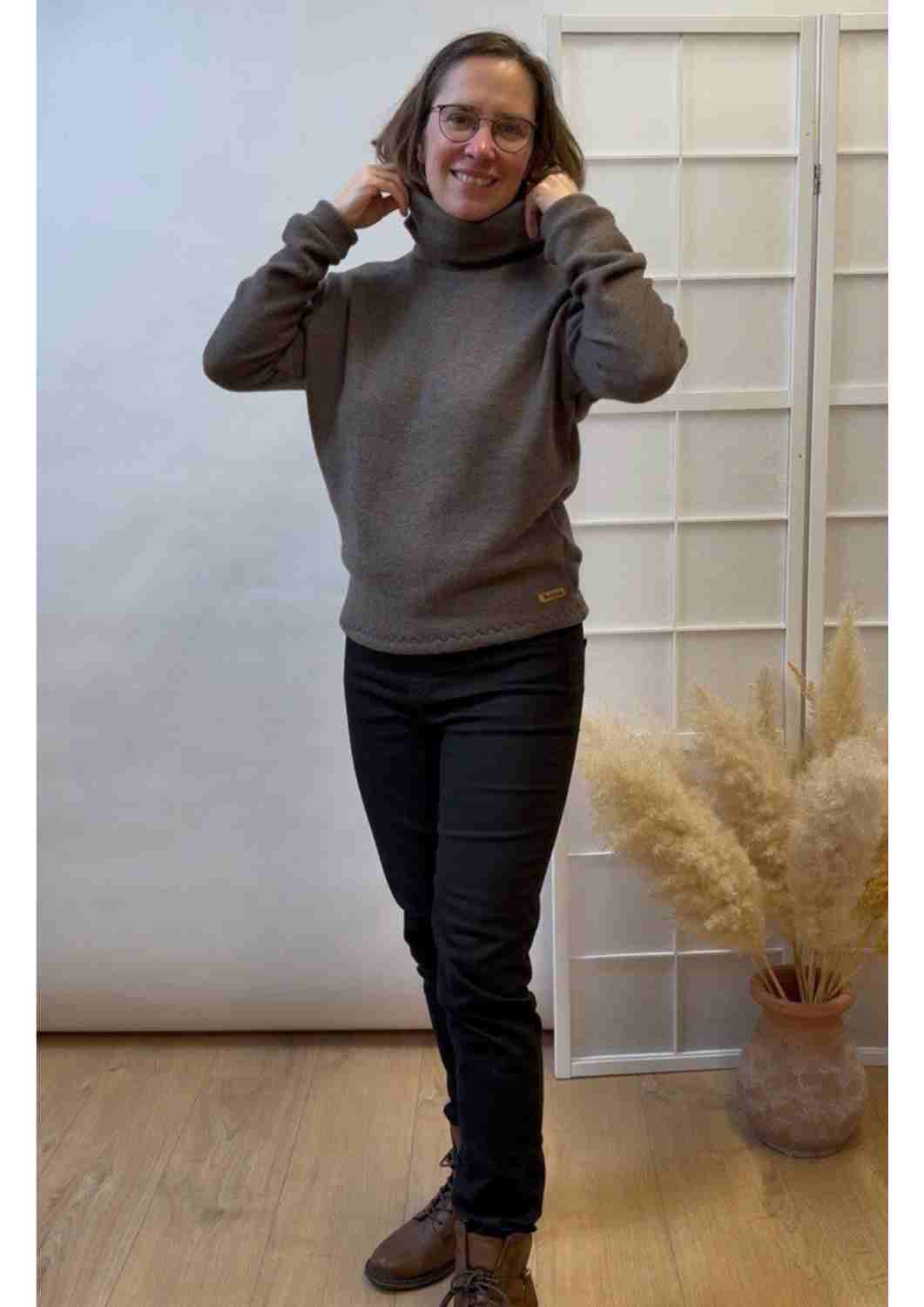 Merinopullover für Damen "Pusteblume", Rollkragen