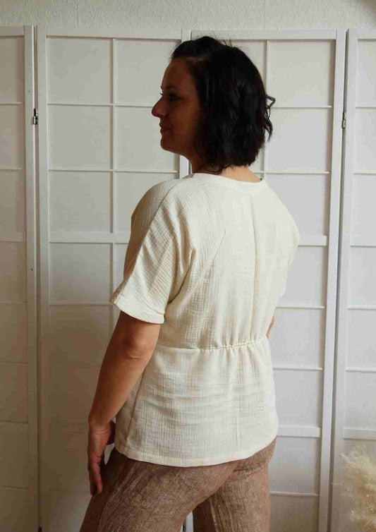 Musselinbluse "Maiglöckchen" mit weiten Kimonoärmeln