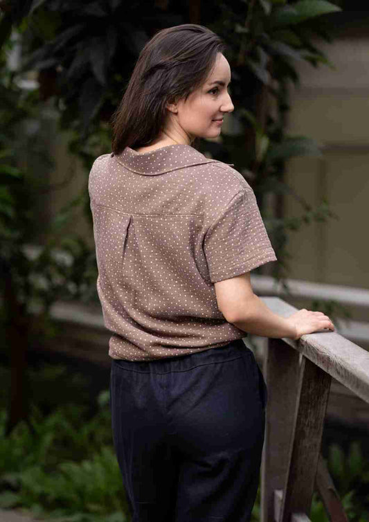 Musselin Bluse Oversize, kurze Ärmel, für Damen, Bio-Baumwolle