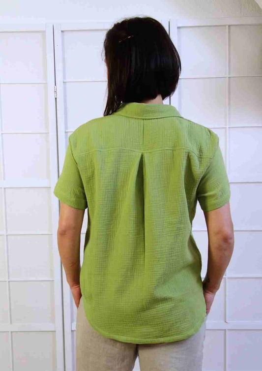 Musselin Bluse Oversize, kurze Ärmel, für Damen, Bio-Baumwolle
