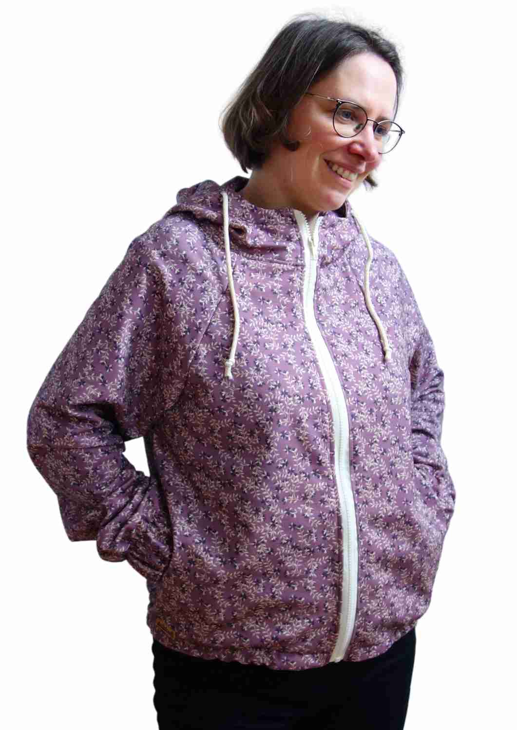 Oversize Bomberjacke für Damen, staublila Ranken