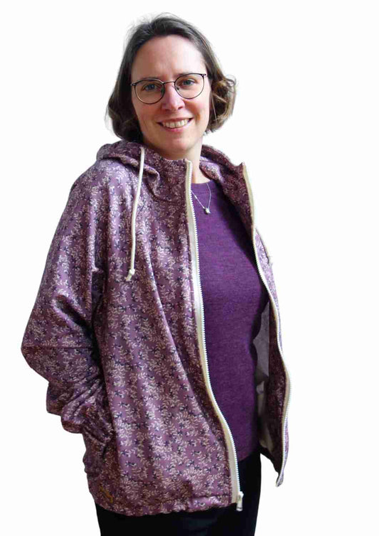 Oversize Bomberjacke für Damen, staublila Ranken