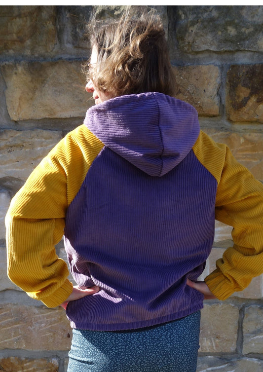 Oversize Cordjacke für Damen, Colour-Block