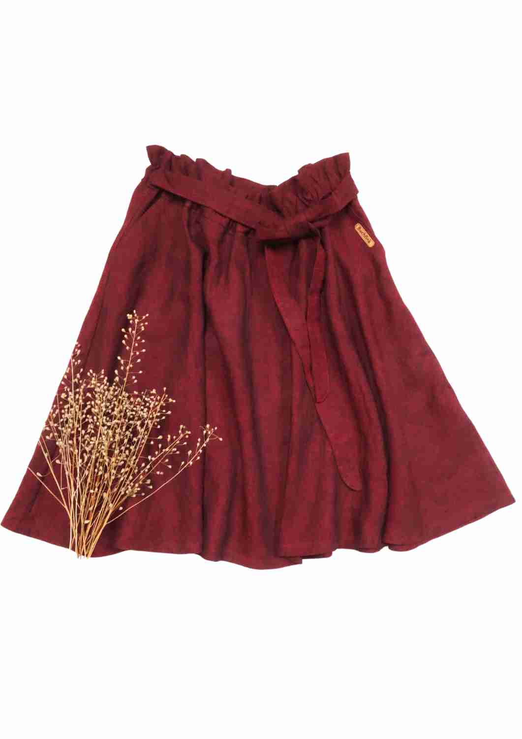 Paperbag Leinenrock in Midilänge für Damen "Dahlie"