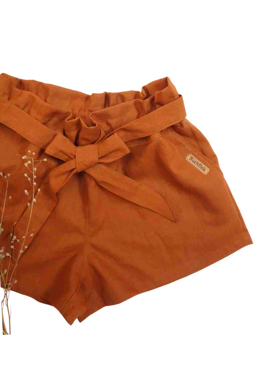 Paperbag Shorts aus Leinen "Sanddorn"