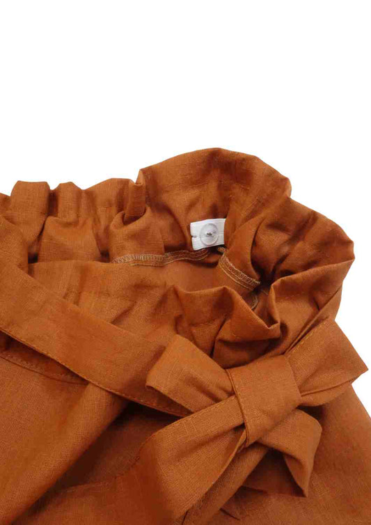 Paperbag Shorts aus Leinen "Sanddorn"