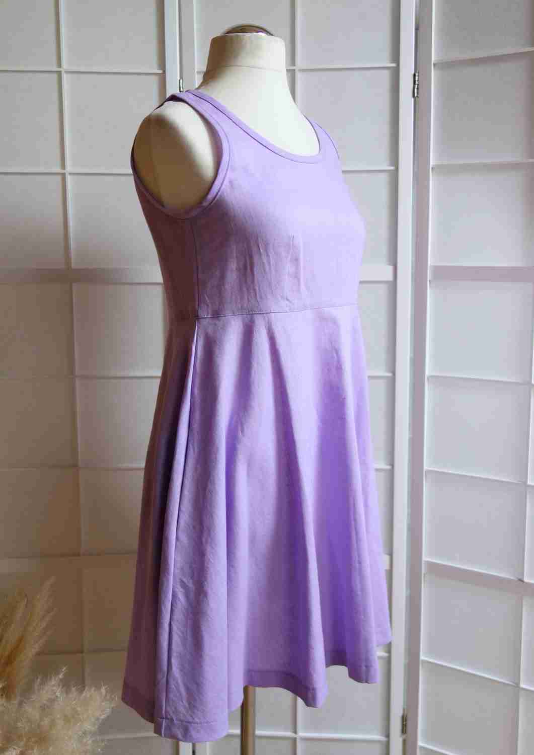 versandbereit: Ärmelloses Leinen Kleid Damen "Hortensie", S, L, XL, flieder