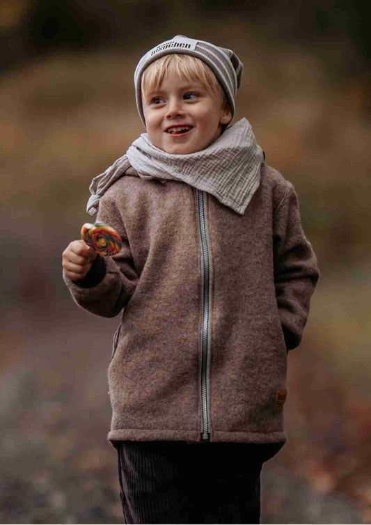 Wollwalk Jacke gefüttert mit Jersey, hellbraun