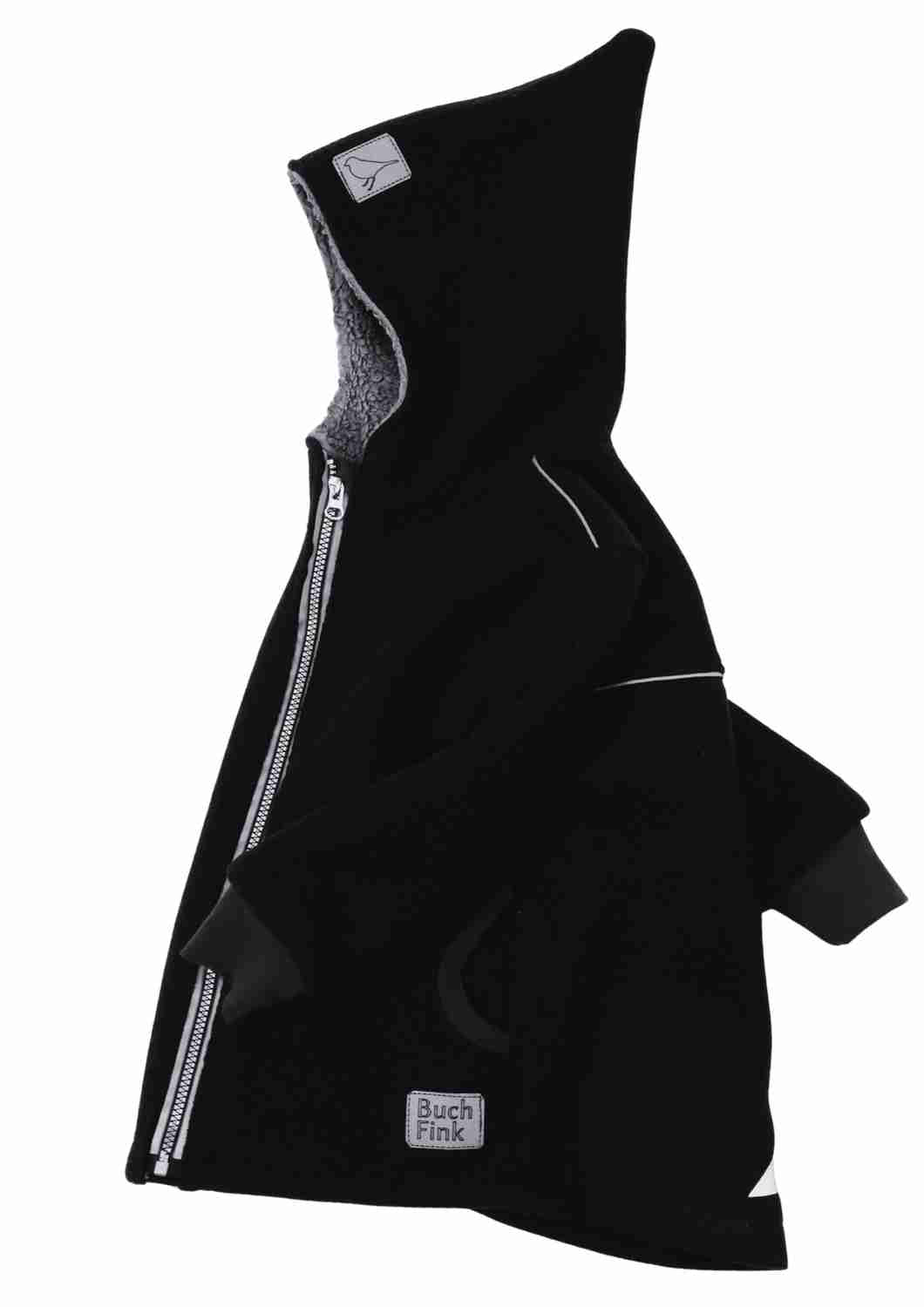 Wollwalk Jacke gefüttert mit Baumwollplüsch "Hagebutte", schwarz