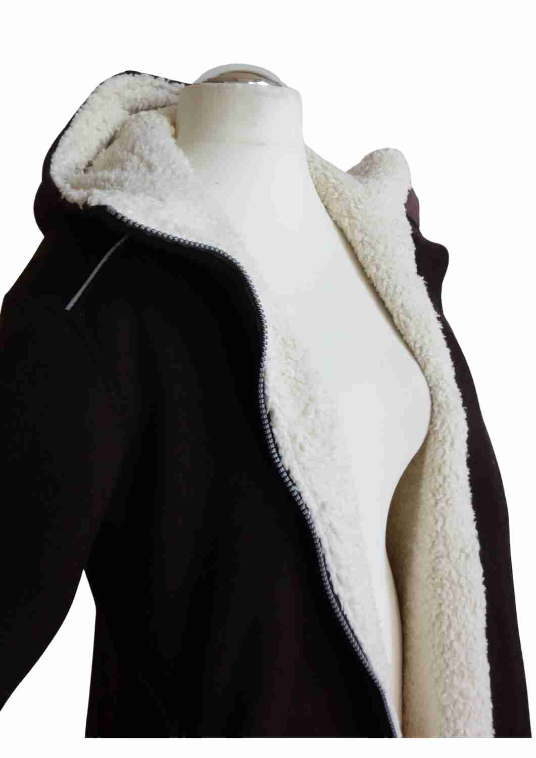 Walkmantel Damen, gefüttert mit Baumwollplüsch, "Hibiskus"