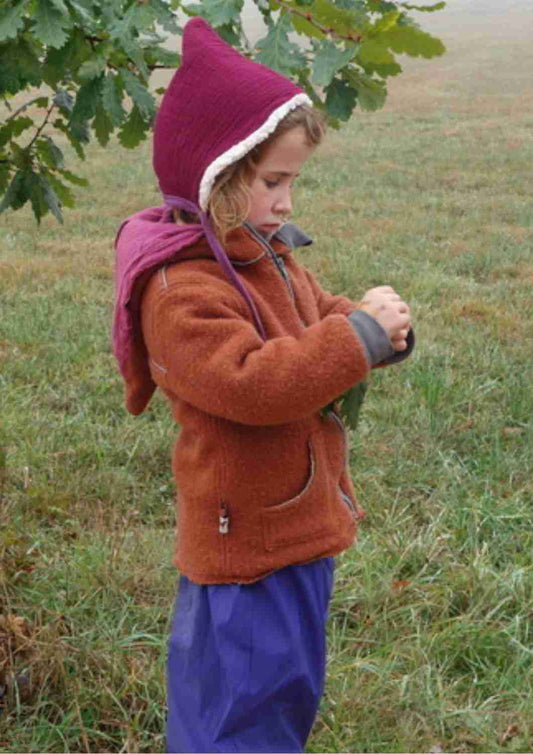 Pixie Mütze für Babys "Schneeglöckchen", Musselin und Pluesch