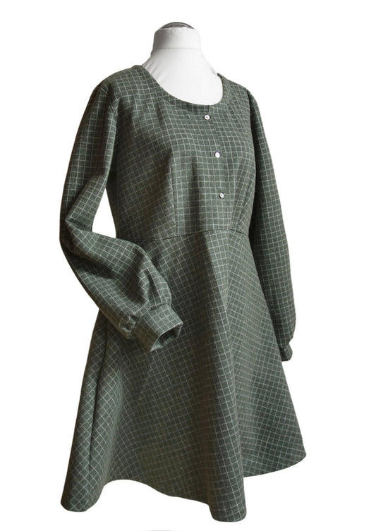 Flanellkleid mit weiten Ärmeln "Cosmea", grün gestreift