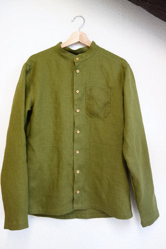 Hemd Leinen mit Holzknöpfen für Herren "Spitzwegerich"