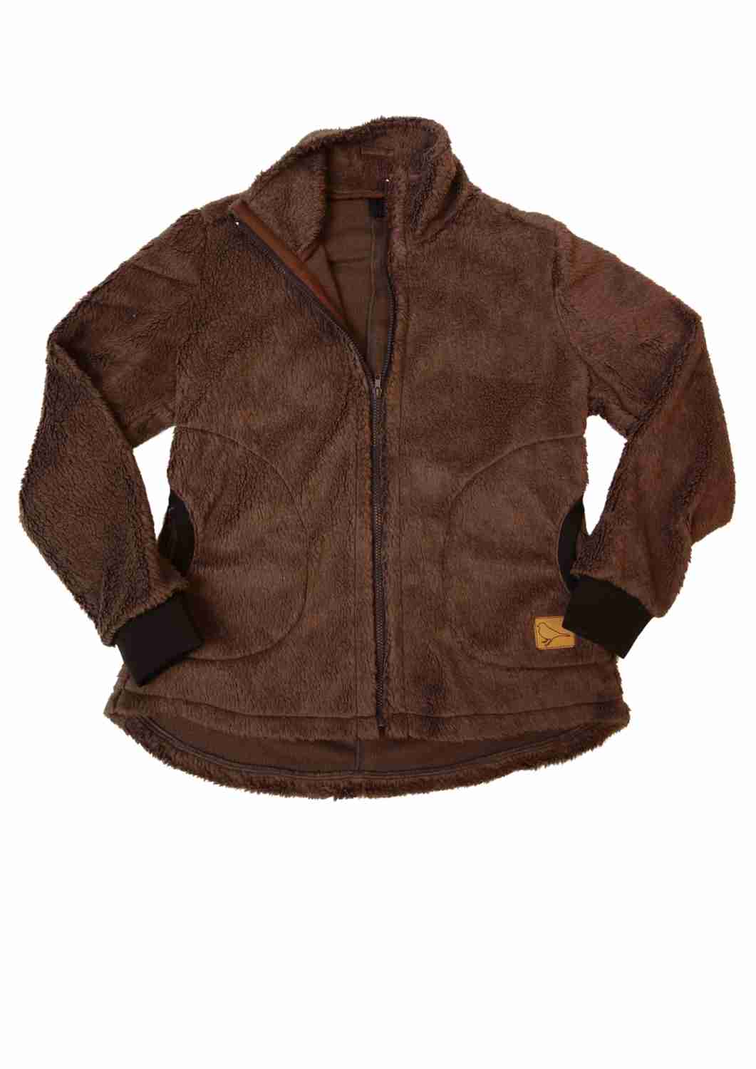 Plüschjacke Damen Bio-Baumwolle, braun - Zip-In-Innenjacke