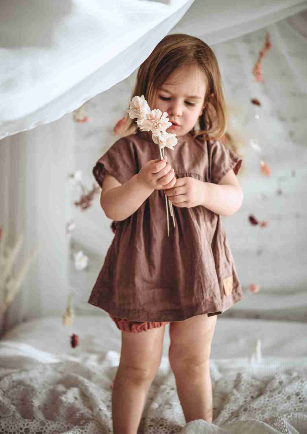 Leinentunika für Mädchen "Blauregen"