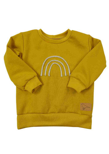 versandbereit - Bio-Pullover mit Regenbogen, gelb