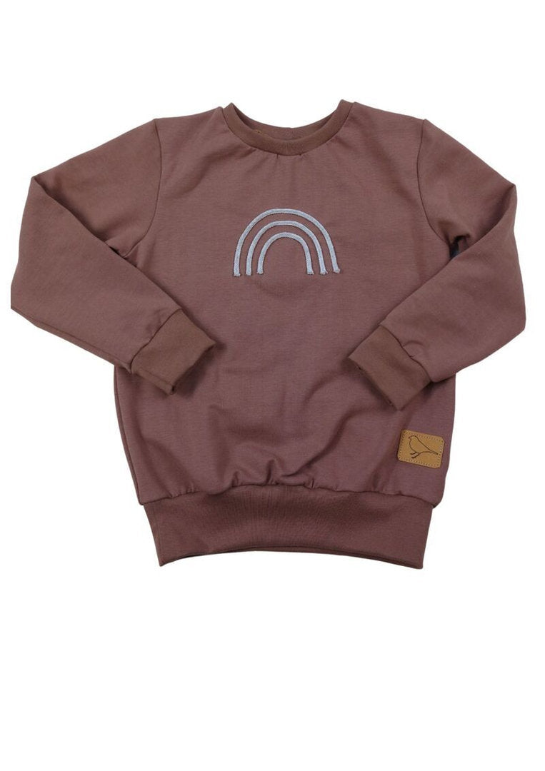 versandbereit - Bio-Pullover mit Regenbogen, staubrosa