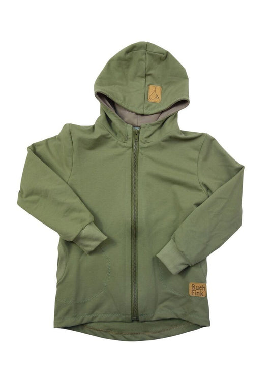 Bio Sweatjacke für Kinder "Strandhafer", schilfgrün