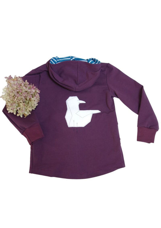 Bio Sweatjacke für Kinder "Strandhafer", pflaume