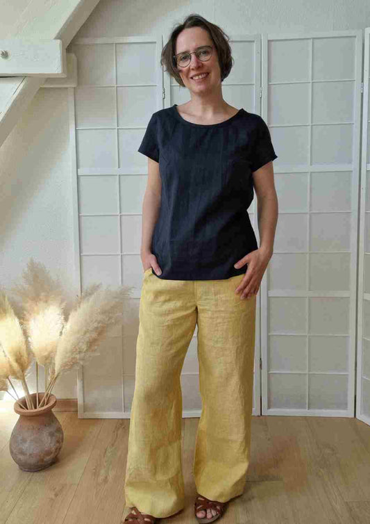 Leinenbluse "Majoran" mit kurzen Ärmeln, für Damen