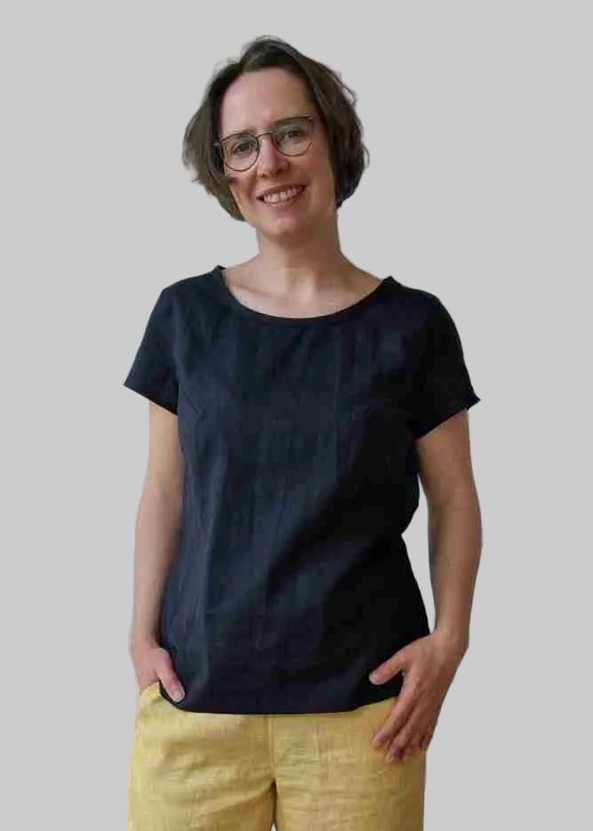 Leinenbluse "Majoran" mit kurzen Ärmeln, für Damen