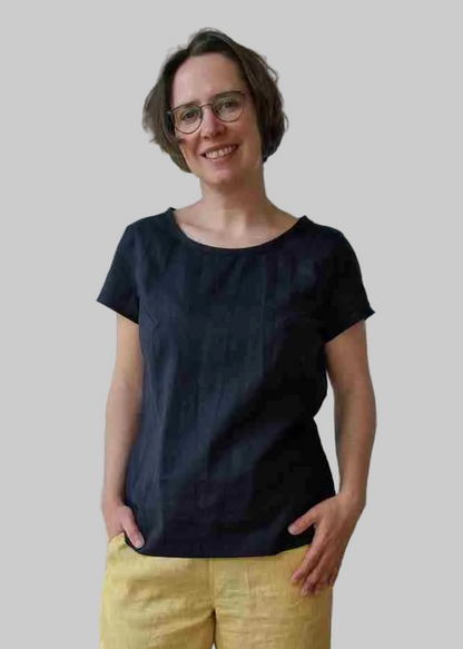 Leinenbluse "Majoran" mit kurzen Ärmeln, für Damen