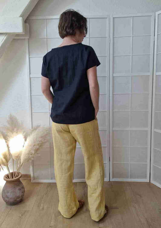 Leinenbluse "Majoran" mit kurzen Ärmeln, für Damen