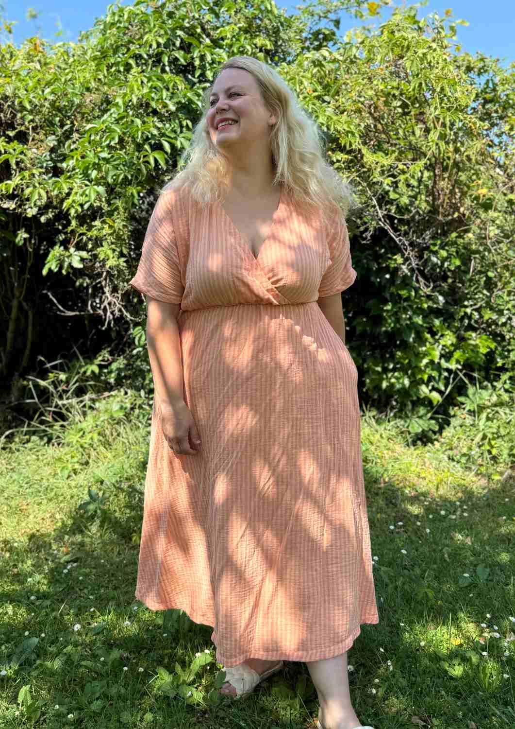 Boho Musselin Kleid Damen "Hyazinthe" mit weiten Kimonoärmeln