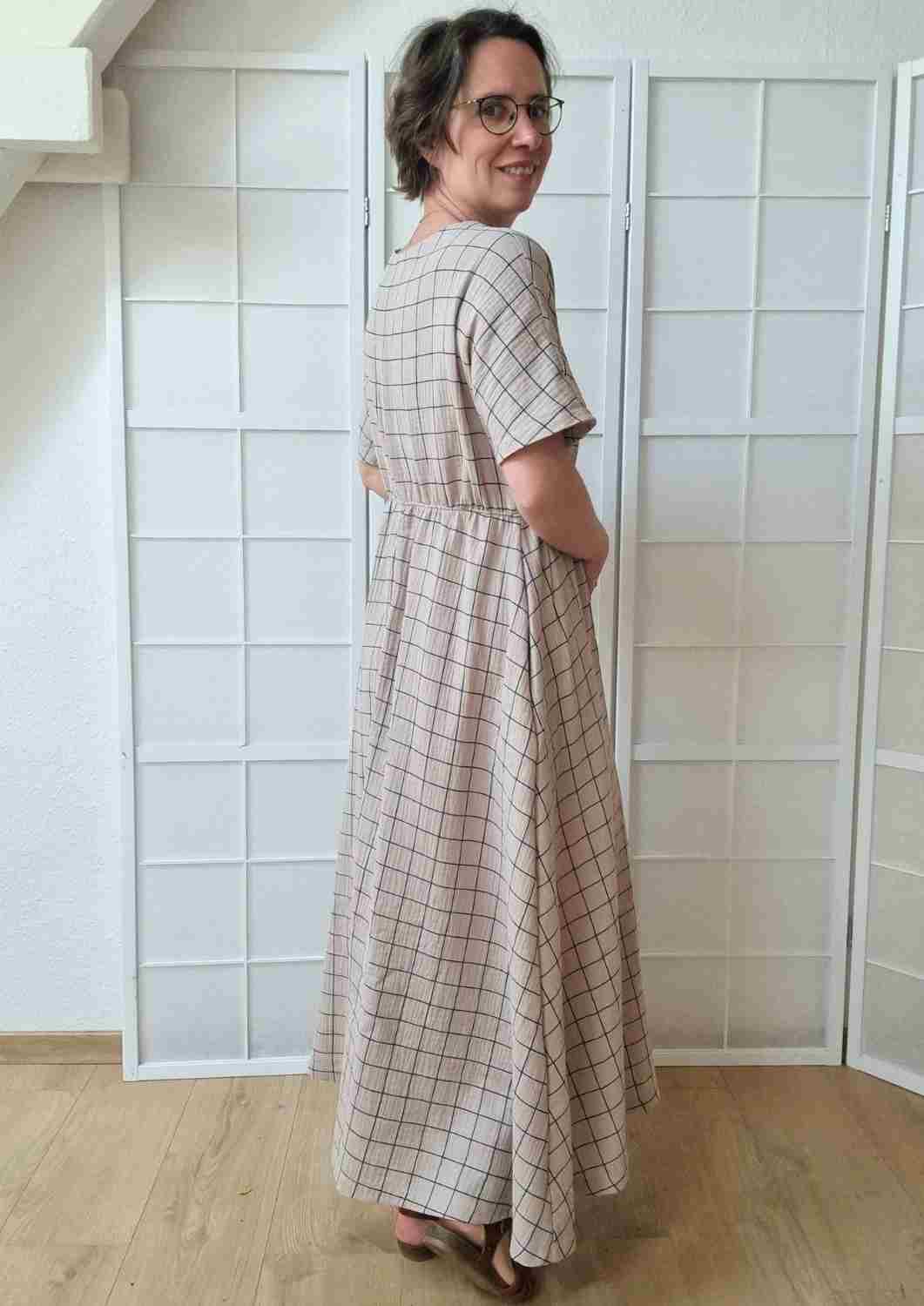 Boho Musselin Kleid Damen "Hyazinthe" mit weiten Kimonoärmeln