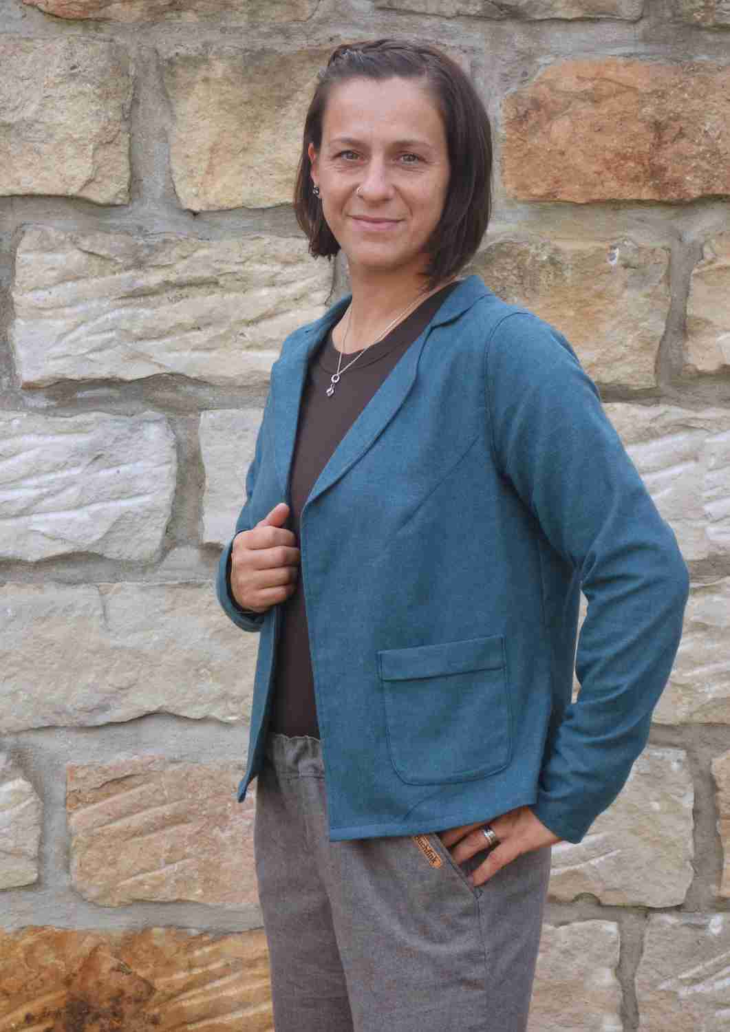 Flanellblazer für Damen, mit aufgesetzten Taschen, "Rosmarin"