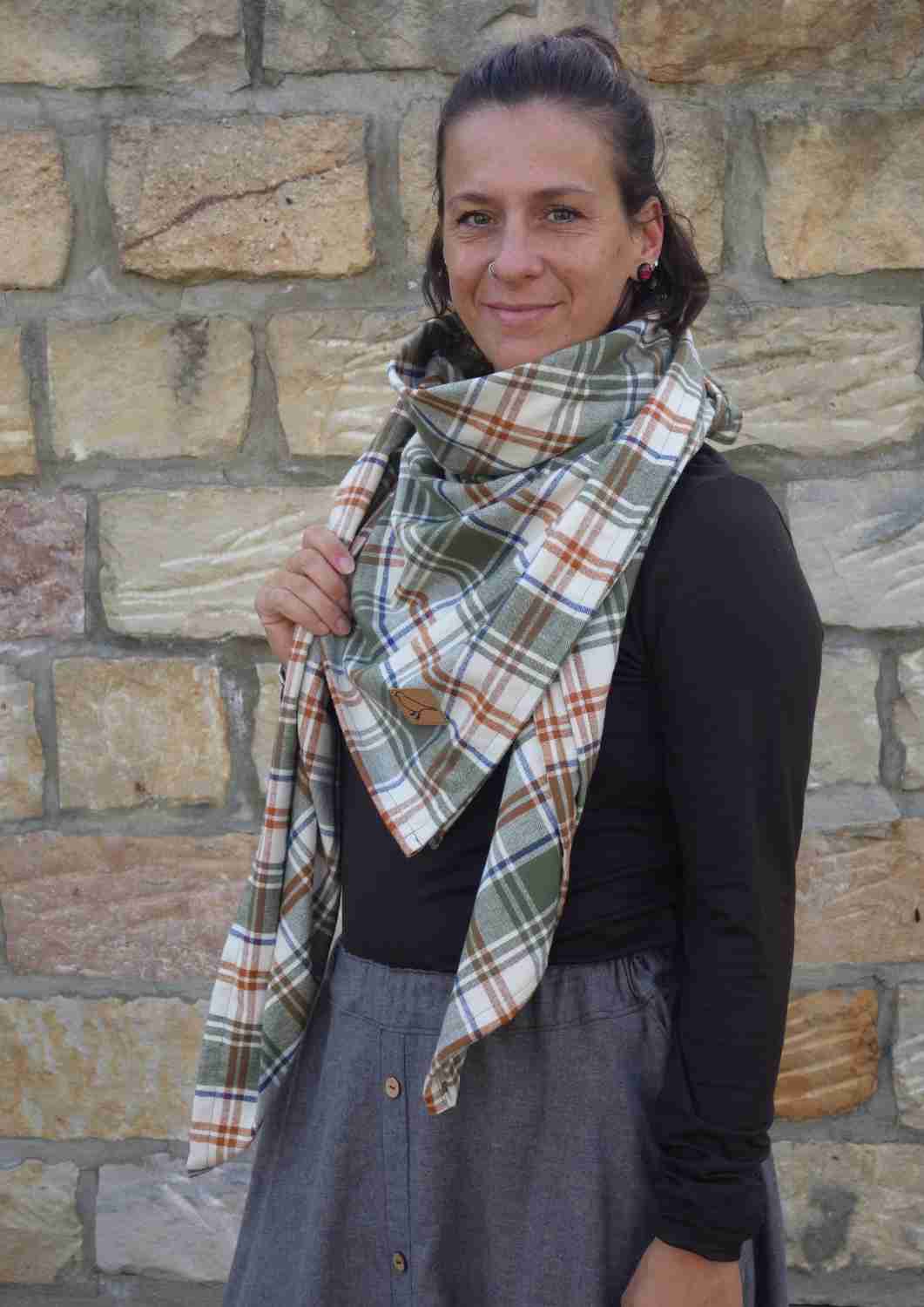 Flanellschal für Damen - großes Tuch aus 100 % Baumwolle
