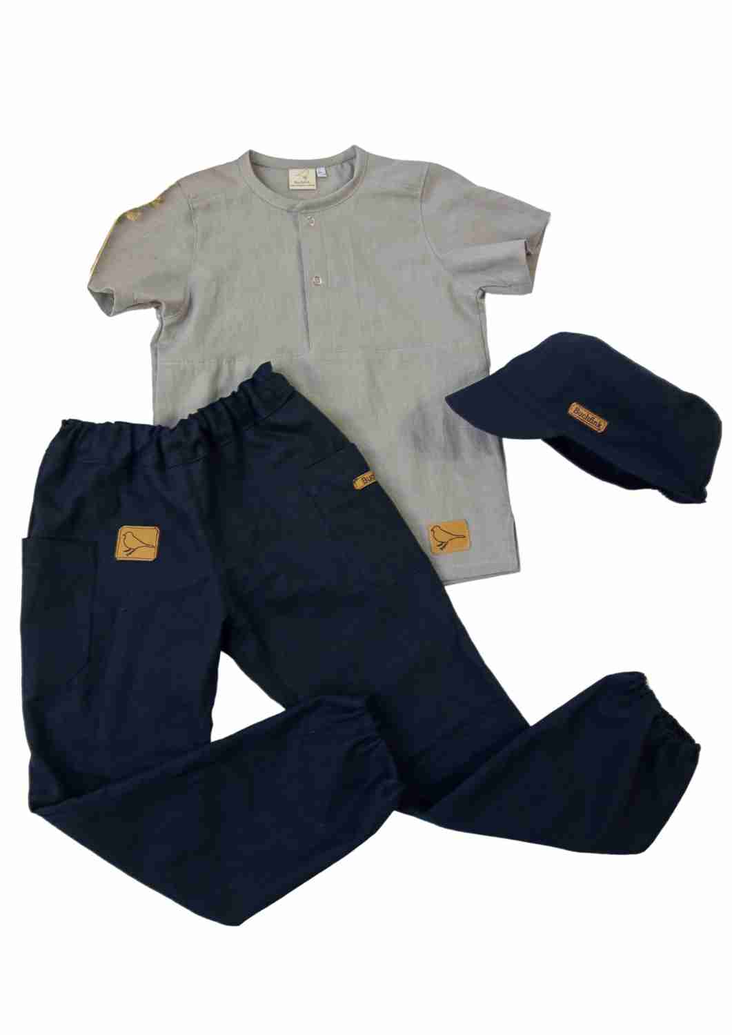 Leinenhose für Kinder, mit Taschen, "Birke"