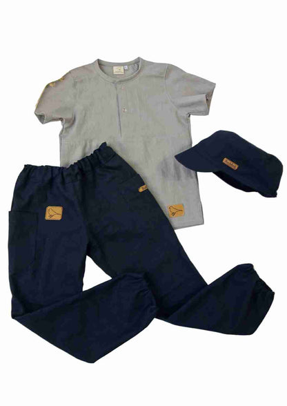 Leinenhose für Kinder, mit Taschen, "Birke"