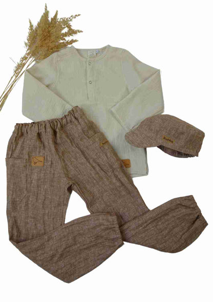 Leinenhose für Kinder, mit Taschen, "Birke"