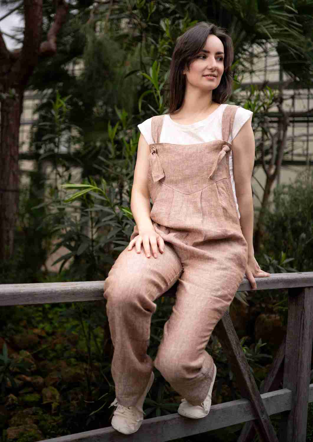 Latzhose aus Leinen für Damen "Magnolie"