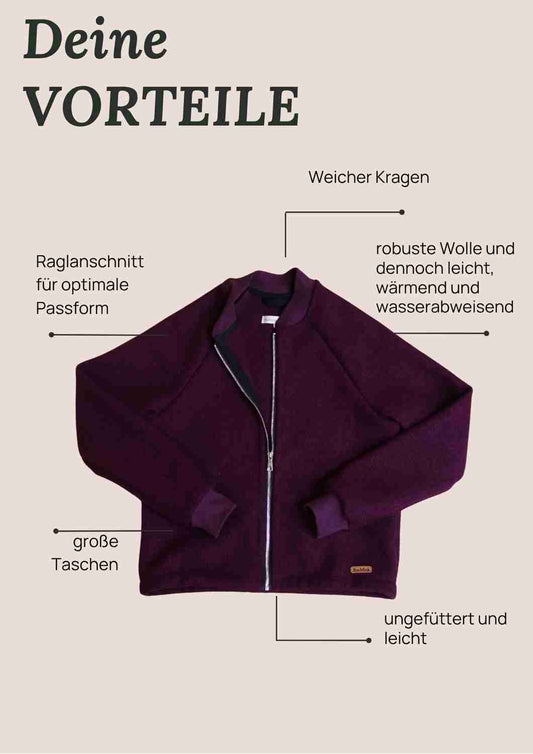 Wollblouson für Damen "Heiderose", mit Reißverschluss