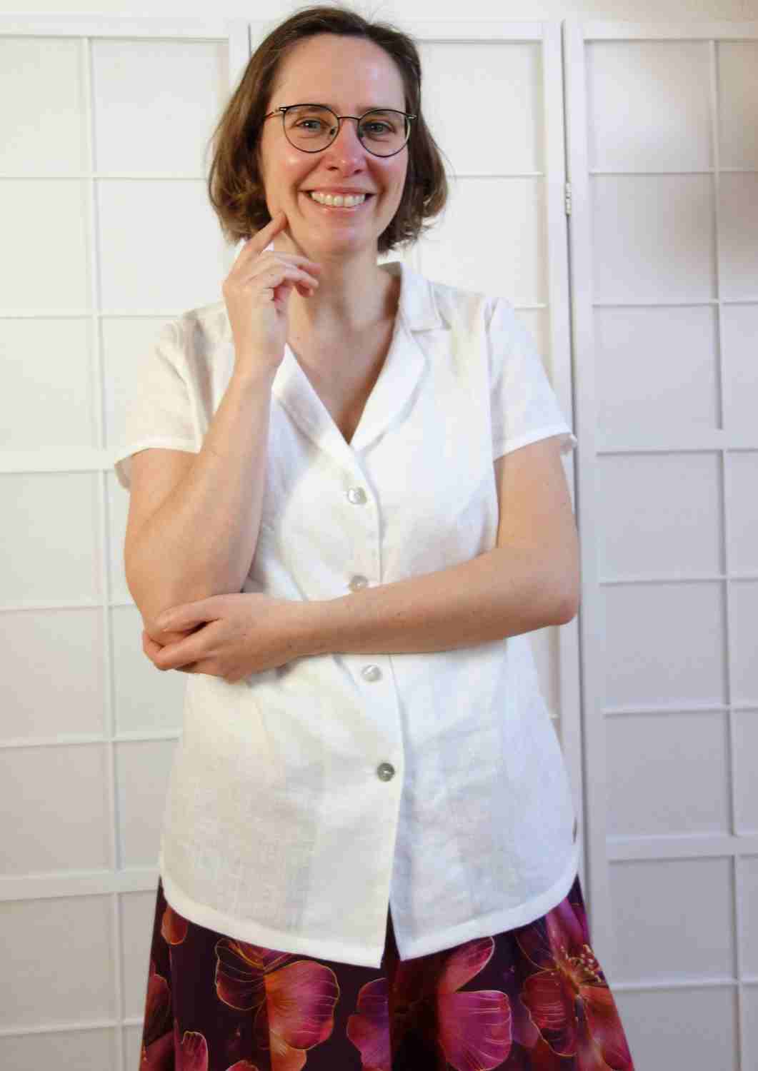 Leinenbluse "Rosmarin" zum Knöpfen, für Damen