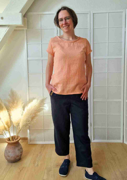 Caprihose aus Leinen für Damen "Walnuss"