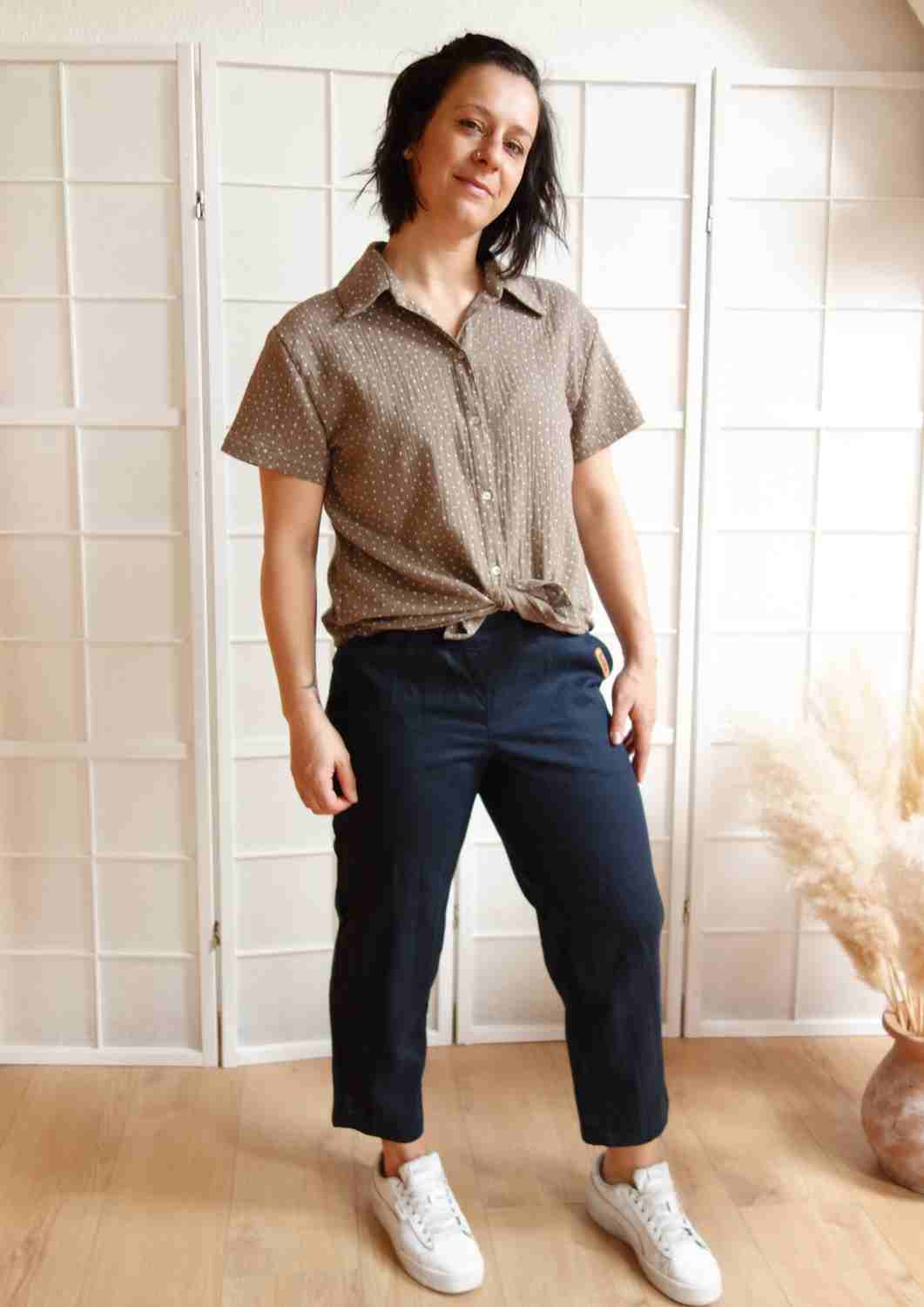 Caprihose aus Leinen für Damen "Walnuss"