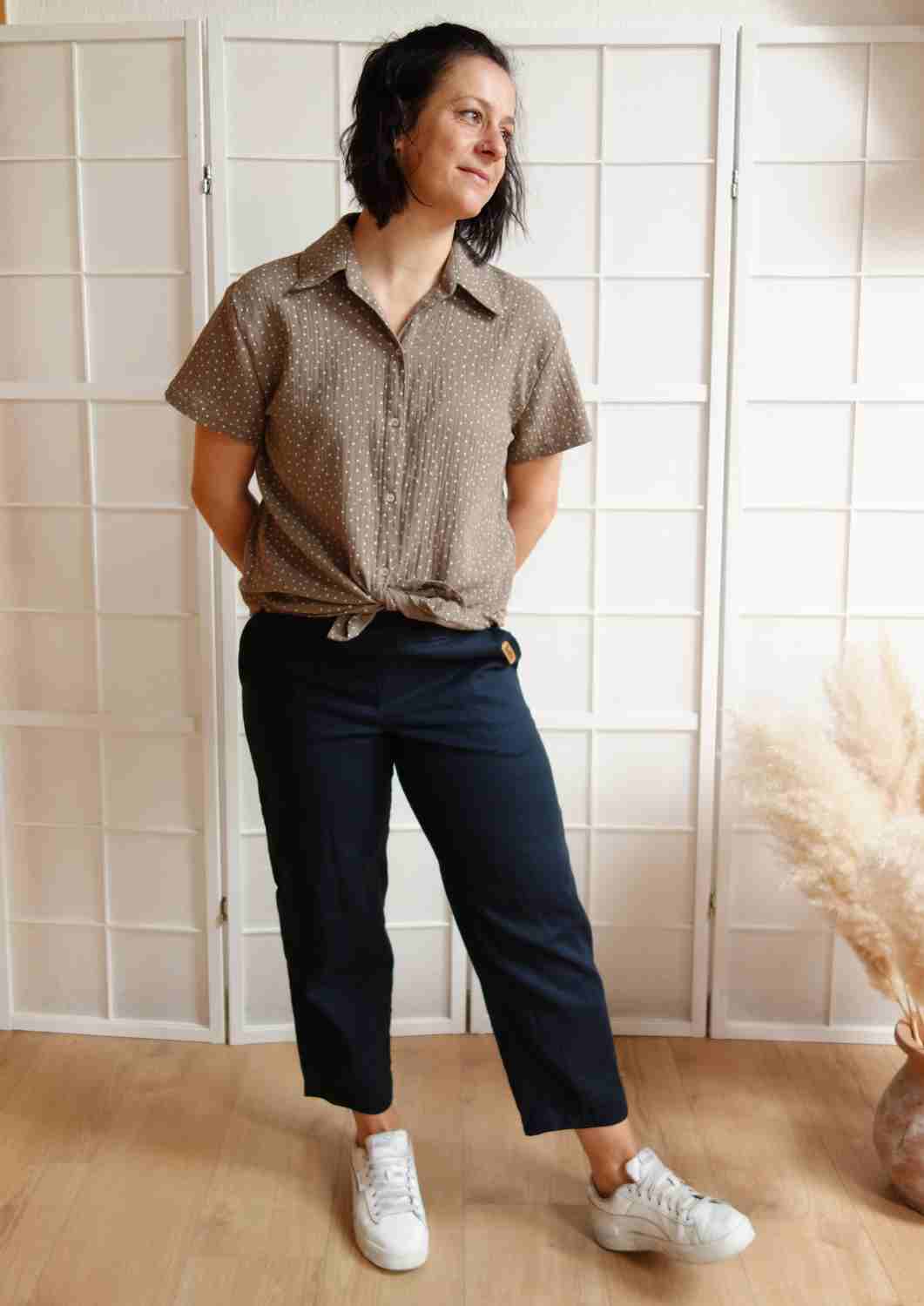 Caprihose aus Leinen für Damen "Walnuss"