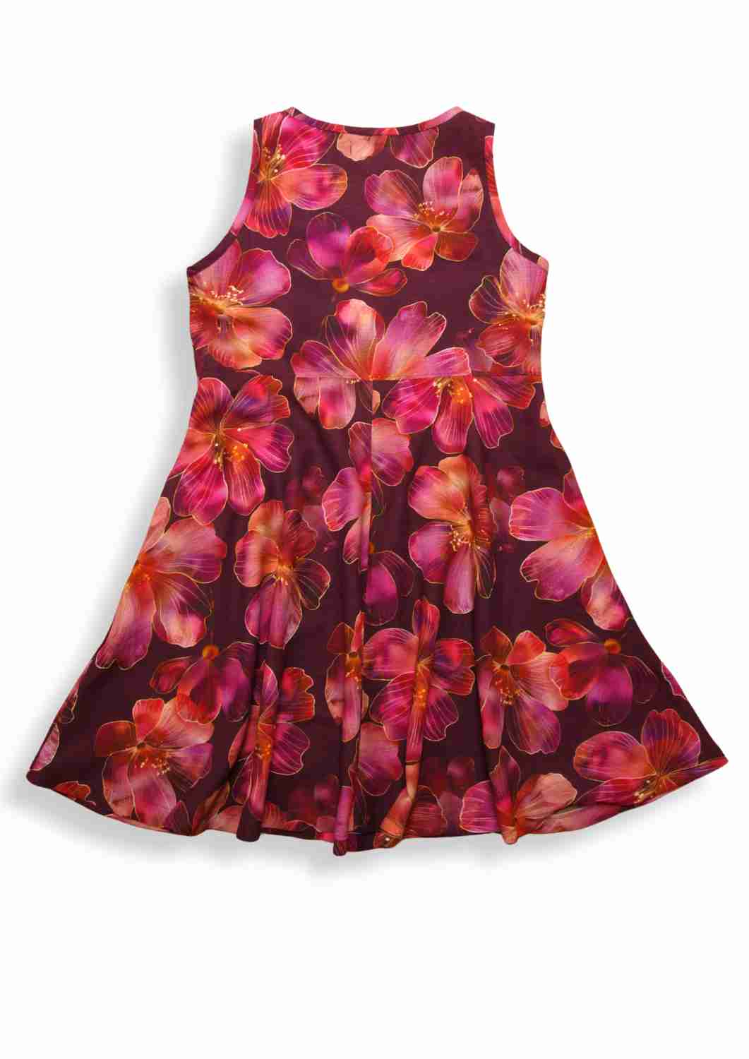 versandbereit: Ärmelloses Leinen Kleid Damen "Hortensie", S, M, XL, Hibiskusblüten
