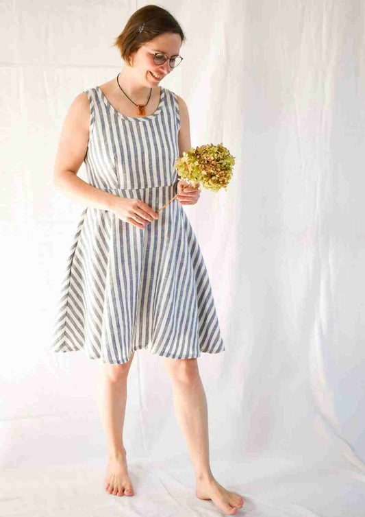 Ärmelloses Leinen Kleid Damen "Hortensie"