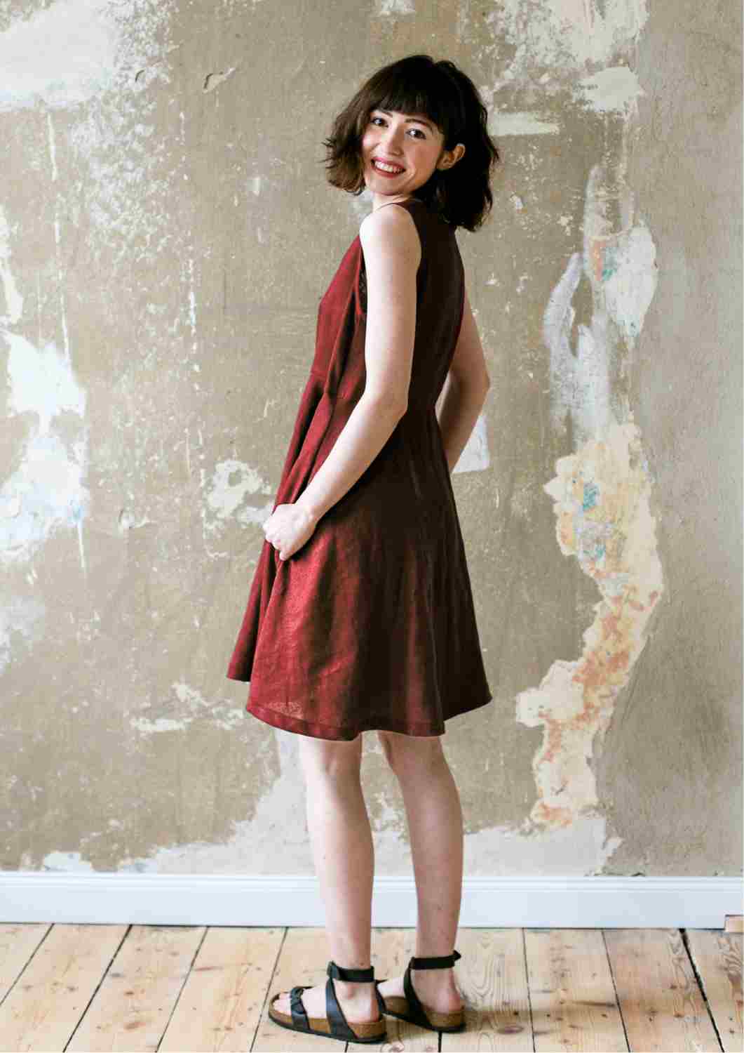 Ärmelloses Leinen Kleid Damen