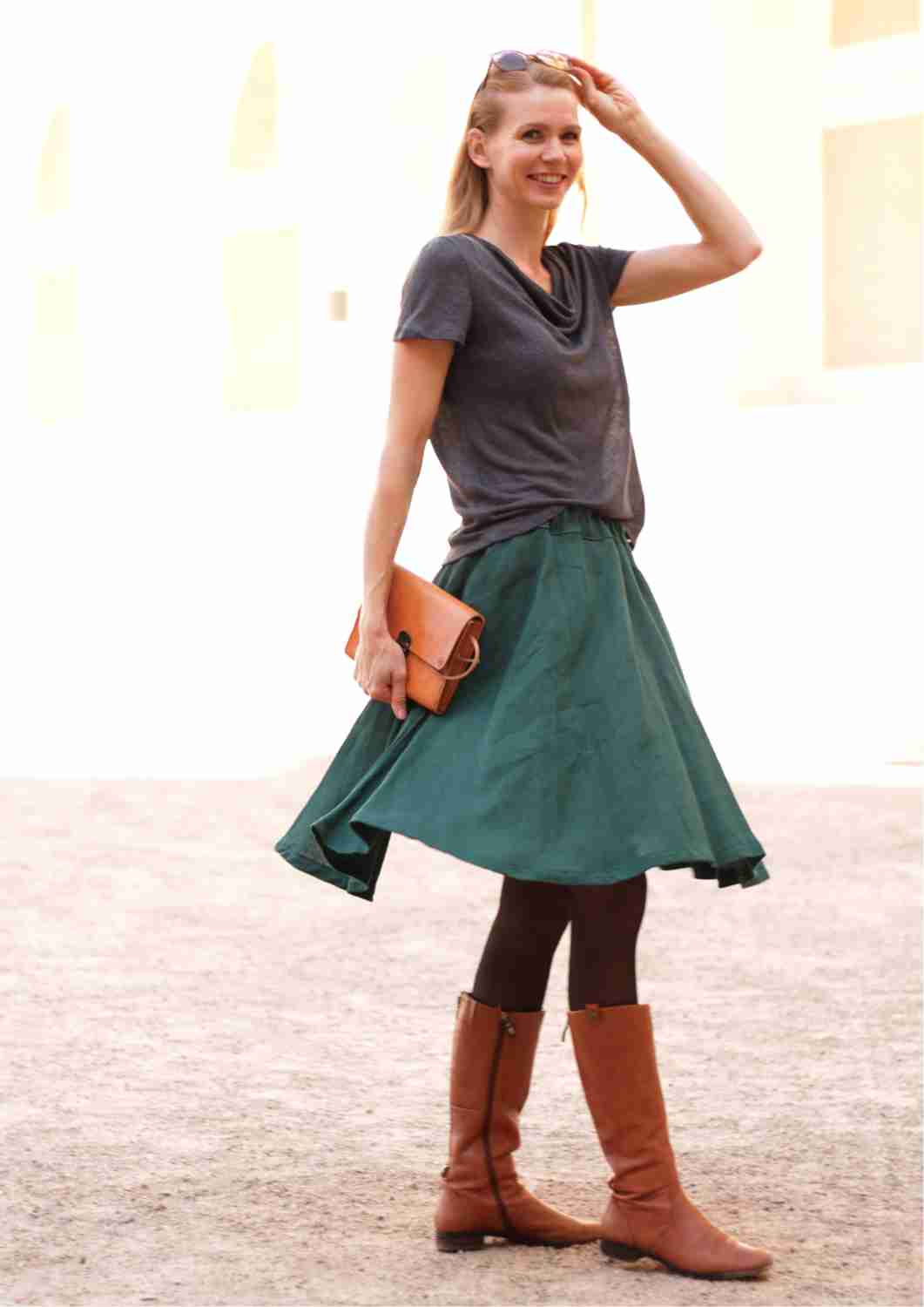 Bio Wasserfallshirt "Anemone" aus Feinstrick-Leinen, kurze Ärmel