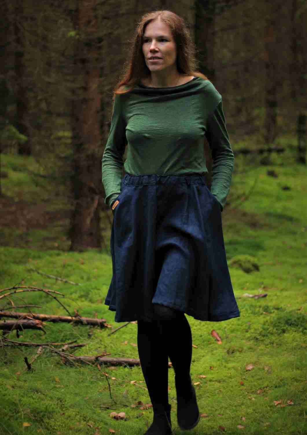 Leinen Rock für Damen "Chrysantheme"